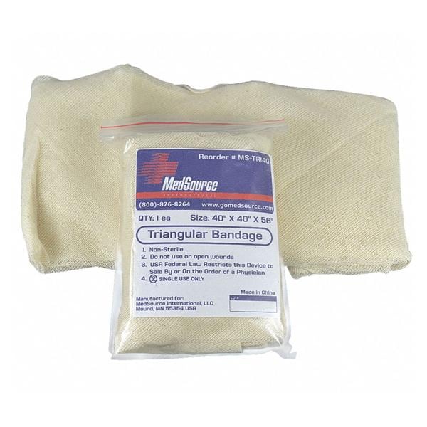 Medsource International Bandage Triangular Arm Nonwoven 40x40x56" With 2 Safety Pins White Each, 240 Each/CA - MS-11050