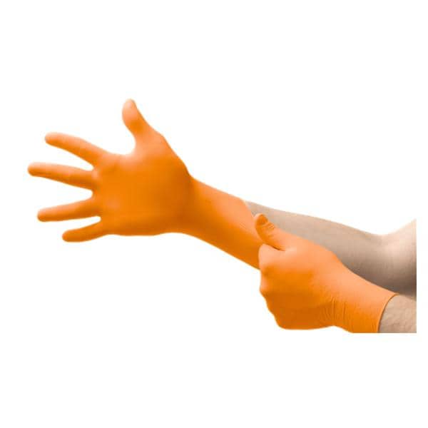 High Five Product Gloves Exam Blaze Powder-Free Nitrile Latex-Free 10.5 in Medium Orange 100/Bx, 10 BX/CA - N482