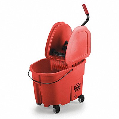 Red Polypropylene Mop Bucket and Wringer 8-3/4 gal.