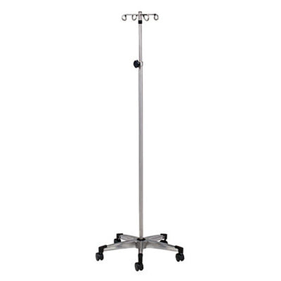 Clinton, 4-Hook IV Pole, Stainless Steel, 5-Leg