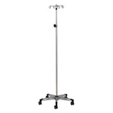 Clinton, 4-Hook IV Pole, Stainless Steel, 5-Leg