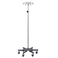 Clinton, 6-Hook IV Pole, Stainless Steel, 6-Leg