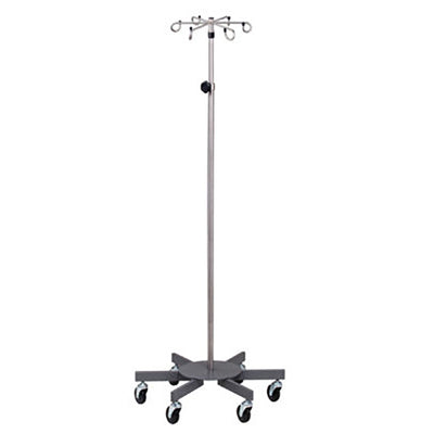 Clinton, 6-Hook IV Pole, Stainless Steel, 6-Leg