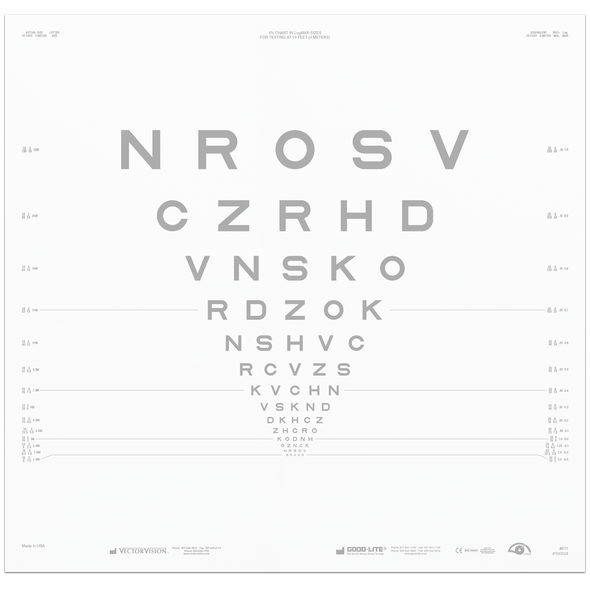 5% ETDRS SLOAN LETTER CONTRAST CHART FOR 10 FEET (3 METERS)