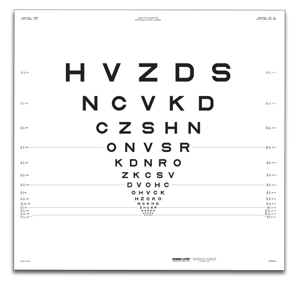 ETDRS ORIGINAL SERIES CHART R FOR 10 FEET/3 METERS