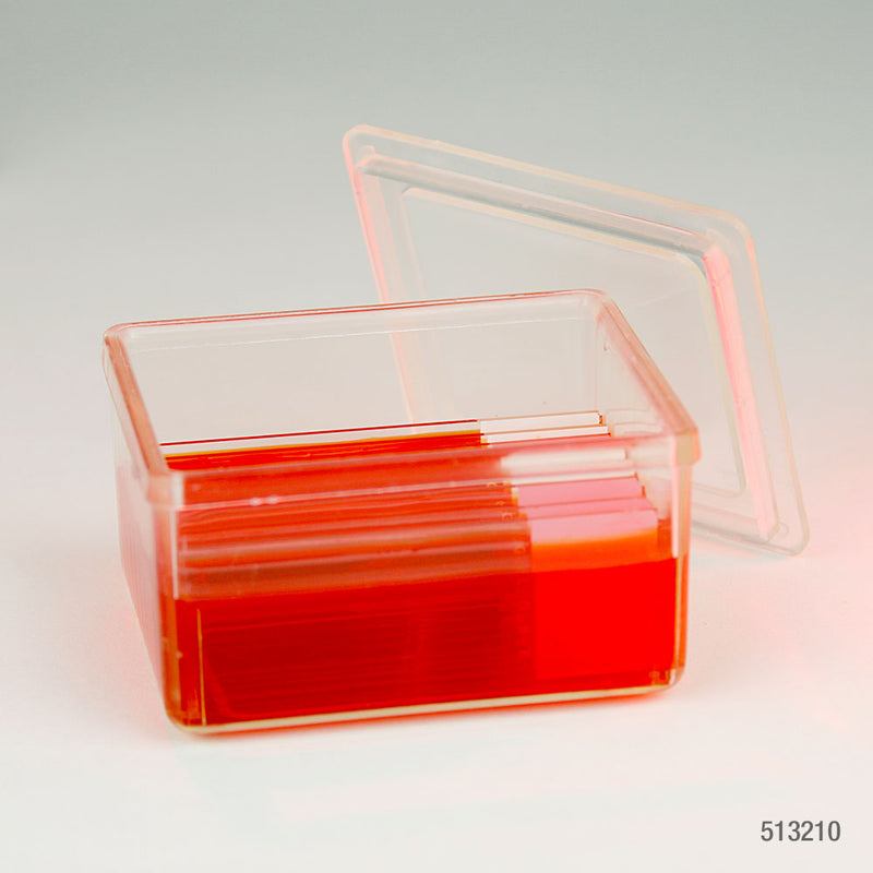 Globe Scientific Slide Staining Jar with Lid, PMP, for 10 slides (20 back-to-back), Schifferdecker Type - GS-513210