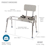 DMI Sliding Transfer Bench Shower Chair with Cut-Out Seat