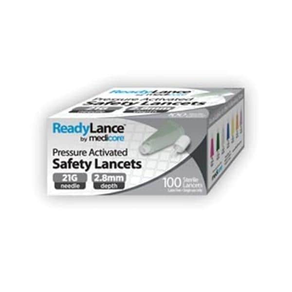 Medicore Medical Supply Lancet ReadyLance 21gx2.8mm Gray Incision Device 100/Bx - 808