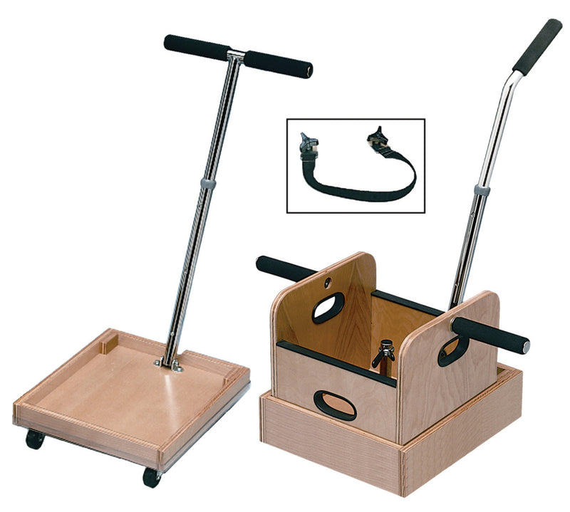 FCE Work Device - Mobile Weighted cart with T-handle, accessory box, and sled with straight handle