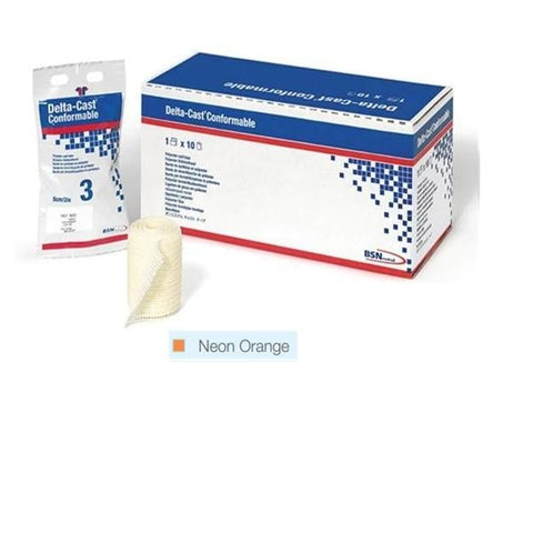 BSN Medical, Inc Tape Delta-Cast Poly 4"x4yd Roll 3-5 Minute Set Time LF Neon Orange 10Rl/Case - 6644