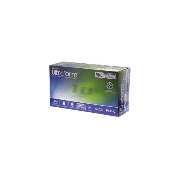 Microflex Inc Gloves Exam Ultraform Powder-Free Nitrile Latex-Free Medium / Large Blue 300/Bx, 10 BX/CA - UF-524-ML