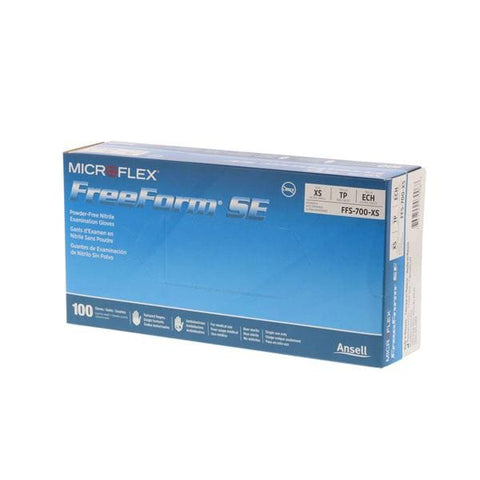Microflex Inc Gloves Exam FreeForm SE Powder-Free Nitrile Latex-Free 9.5 in XS Blue 100/Bx, 10 BX/CA - FFS-700-XS