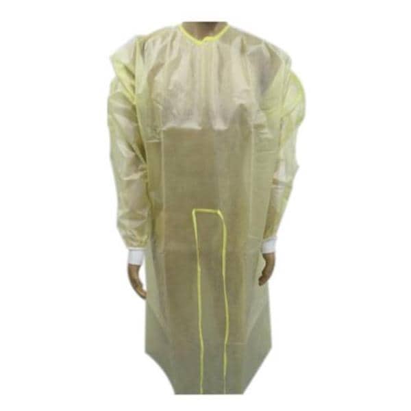 Green Cross Haixin Gown Isolation Essentials Disposable AAMI Level 1 PE / PP PE+PP Sz XL Ylw 10/Bg, 5 BG/CA - HX2020-92
