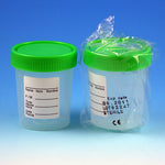 Globe Scientific Specimen Container, 4oz, with 1 of 4-Turn Red Screwcap and Tri-Lingual ID Label, STERILE, PP, Individually Wrapped, Graduated