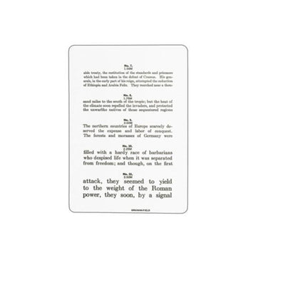 Graham Chart Reading Jaeger Vision Testing 4-3/4x7" Eachch - Field/Everest &Jennings - 1242