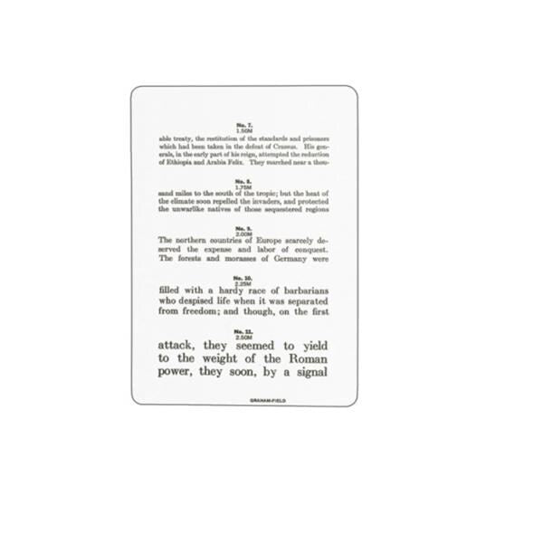 Graham Chart Reading Jaeger Vision Testing 4-3/4x7" Eachch - Field/Everest &Jennings - 1242