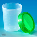 Globe Scientific Specimen Container, 4oz, with Separate 1 of 4-Turn Green Screwcap, Non-Sterile, PP, Graduated, BulkGS-5915G