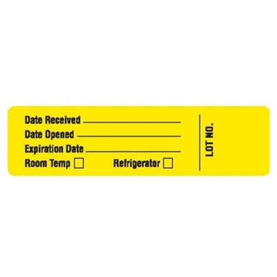 Marketlab Reagent Label Yellow 3-1/2x7/8" Date Received 1000/Pk - 8034