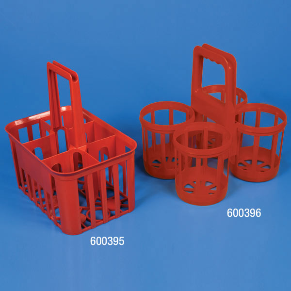 Globe Scientific Bottle Carrier, 6-Place, For Bottles Up To 90mm Wide, RED - GS-600395