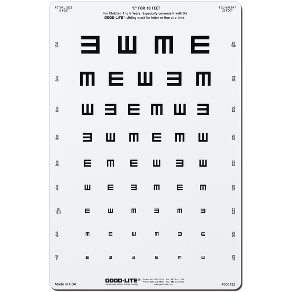 TUMBLING E WIDE-SPACED DISTANCE CHART
