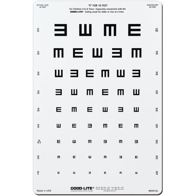 TUMBLING E WIDE-SPACED DISTANCE CHART