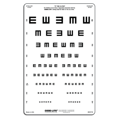 TUMBLING E LINEAR-SPACED DISTANCE CHART