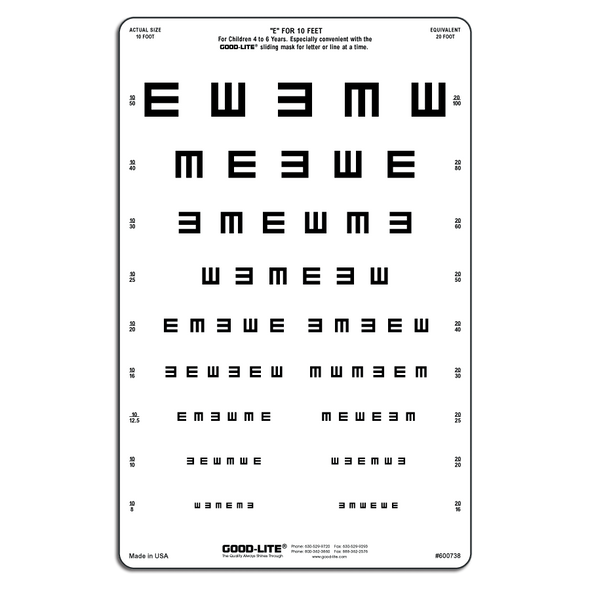 TUMBLING E LINEAR-SPACED DISTANCE CHART