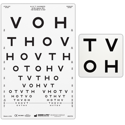HOTV PEDIATRIC EYE CHART FOR ILLUMINATED CABINET