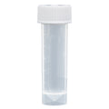 Globe Scientific Transport Tube, 5mL, with Separate White Screw Cap, PP, Conical Bottom, Self-Standing, Molded Graduations, 250 of Bag, 4 Bags of Case