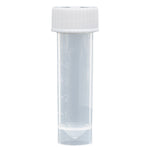 Globe Scientific Transport Tube, 5mL, with Separate White Screw Cap, PP, Conical Bottom, Self-Standing, Molded Graduations, 250 of Bag, 4 Bags of Case