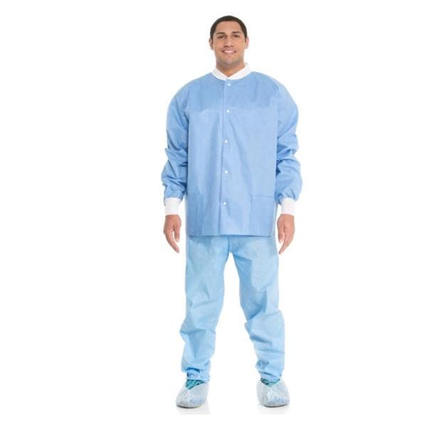 O & M Halyard Jacket Professional Disposable 3 Layer SMS Medium Blue 24/Ca - 10067
