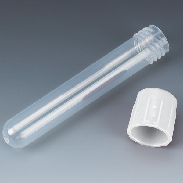 Globe Scientific Test Tube with Attached Screw Cap, 12 x 75 mm (5mL), PP, 250 of Bag, 4 Bags of Case