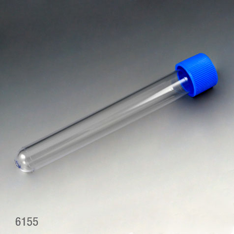 Globe Scientific Test Tube with Separate Blue Screw Cap, 16 x 120mm (15mL), PS - GS-6155