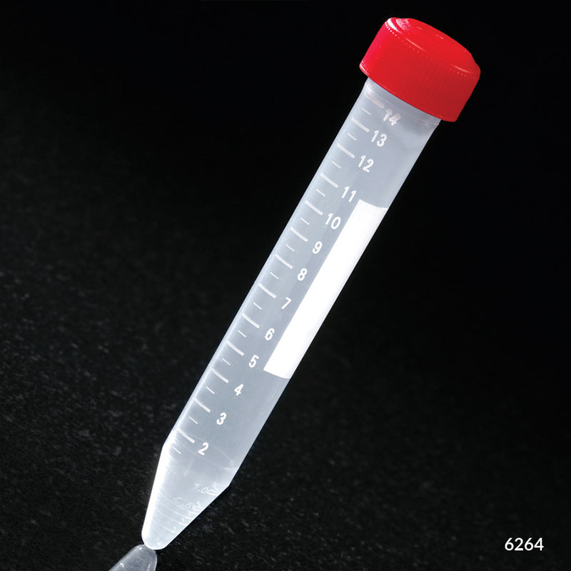 Globe Scientific Centrifuge Tube, 15mL, with Separate Red Screw Cap, PP and  PS, Printed Graduations