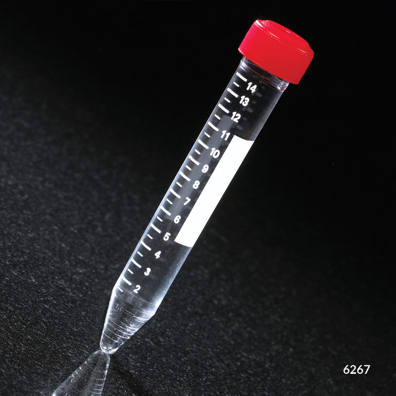 Globe Scientific Centrifuge Tube, 15mL, Separate Red Screw Cap, Acrylic, Printed Graduations - GS-6267