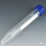 Globe Scientific Centrifuge Tube, 15mL, Separate Blue Flat Top Screw Cap, PP, Printed Graduations