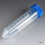 Globe Scientific Centrifuge Tube, 50mL, Attached Blue Flat Top Screw Cap, PP, Printed Graduations, STERILE