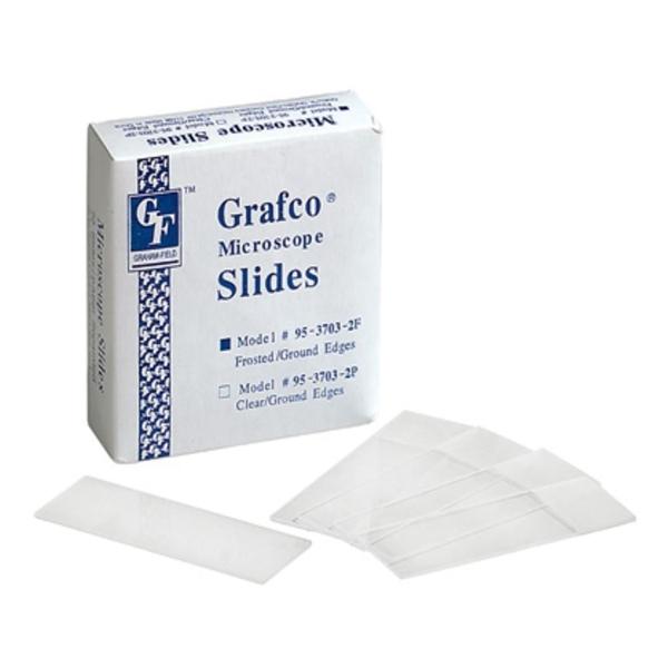 Graham Grafco Frosted Microscope Slide 3x1" White W/ Rnd Crnr/Grounded Edg 144/Bx - Field/Everest &Jennings - 3703-2F