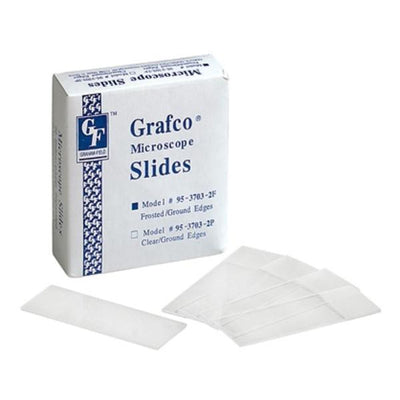 Graham Grafco Frosted Microscope Slide 3x1" White W/ Rnd Crnr/Grounded Edg 144/Bx - Field/Everest &Jennings - 3703-2F