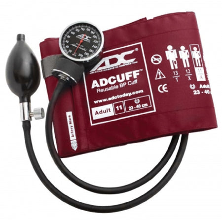ADC American Diagnostic Corp Diagnostix 720 Series Aneroid Sphygmomanometer Adult Burgundy Nylon Cuff, 300 mmHg Calibration