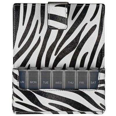 HealthSmart Fashion Travel Pill Case 7 Day Pill Planner Organizer, Zebra - 640-8224-0002