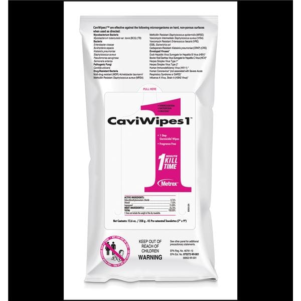 Metrex/TotalCare Disinfectant & Decontaminant Surface Towelette CaviWipes1 45/Pk, 20 PK/CA - 13-5224