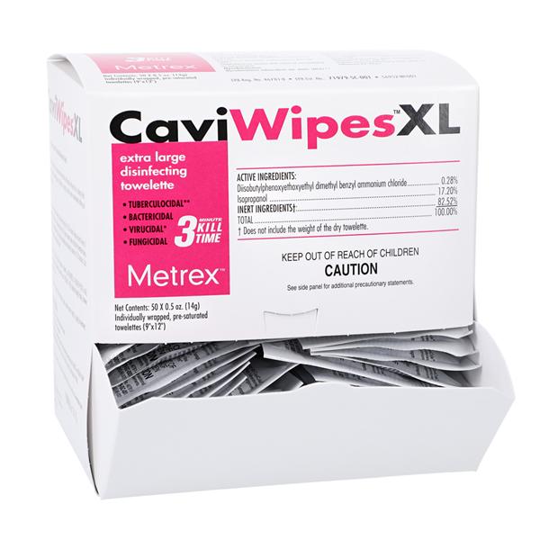 Metrex/TotalCare Cleaner & Disinfectant Surface Towelette CaviWipes XL X-Large Canister 50/Bx - 13-1155