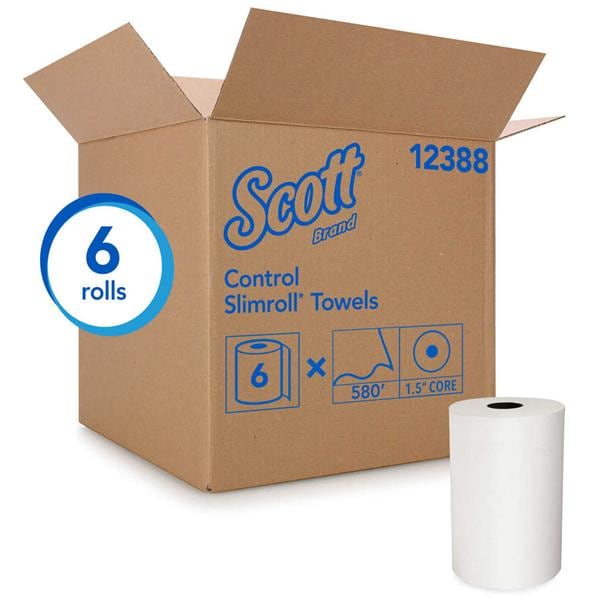 Kimberly Clark Professional Towel Roll Hard Scott Slimroll Paper 8 in x 580 Feet White 6Rl/Ca - 12388