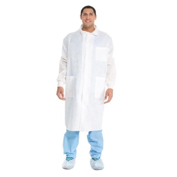 O & M Halyard Lab Coat Universal Precautions 3-Layer SMS Fabric Unisex White Small Each, 25 Each/CA - 10040
