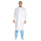 O & M Halyard Lab Coat Universal Precautions 3-Layer SMS Fabric Unisex White Medium Each, 25 Each/CA - 10041
