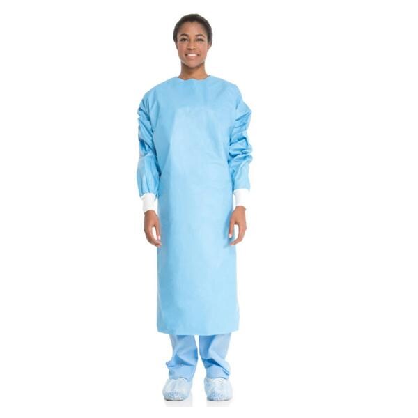 O & M Halyard Gown Disposable SMS Size Universal Blue 15/Bx, 5 BX/CA - 69318