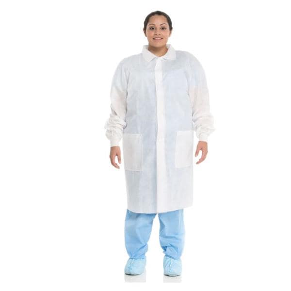 O & M Halyard Lab Coat Basic Disposable 3 Layer SMS 2X Large White 25/Ca - 10124