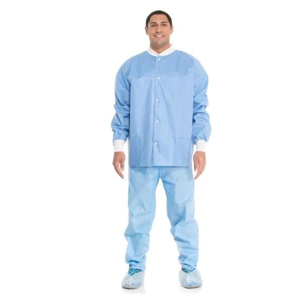 O & M Halyard Jacket Professional Disposable 3 Layer SMS X-Large Blue 24/Ca - 10087