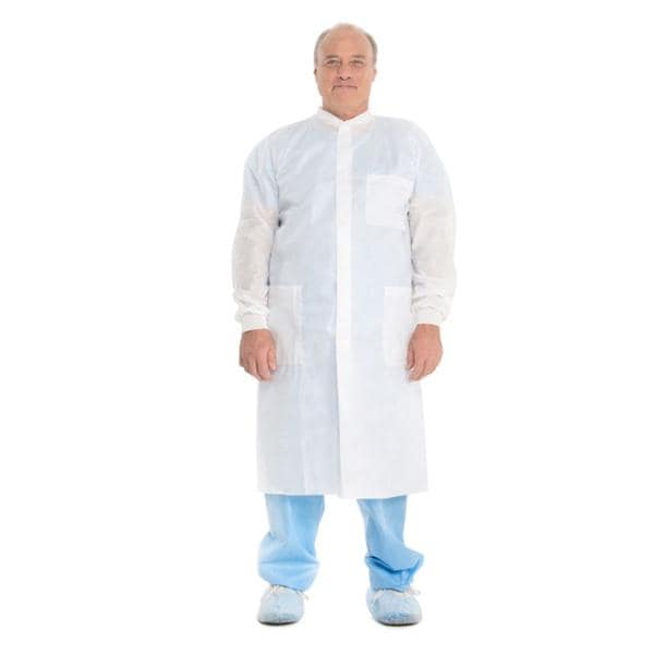 O & M Halyard Lab Coat Basic Disposable 3 Layer SMS X-Large Blue 25/Ca - 10023
